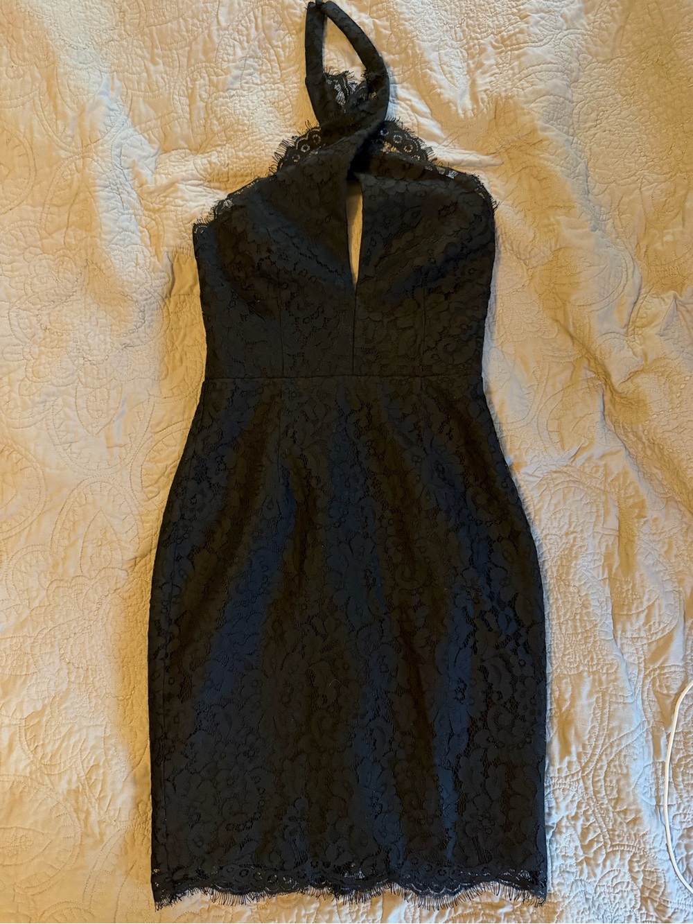 Black Lace Halter Bodycon Dress- thick and high quality